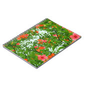 Rode bloemen op groene kunst notitieboek (Linkerzijde)