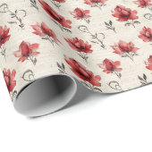Rode Bloemen op Handgeschreven Papier (Rol Hoek)
