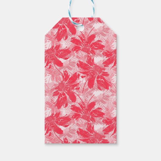 Rode bloemen op wit. cadeaulabel (Voorkant)