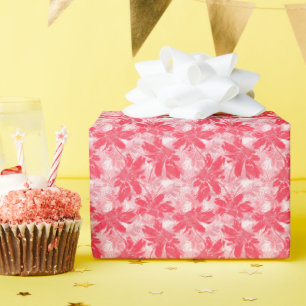 Rode bloemen op wit. cadeaupapier