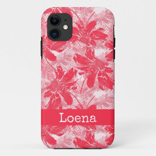 Rode bloemen op wit. Case-Mate iPhone case (Achterkant)