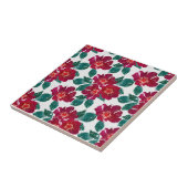 Rode bloemen op wit. tegeltje (Zijkant)