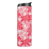 Rode bloemen op wit. thermosbeker (Gedraaid links)