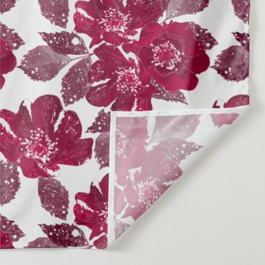 Rode bloemen op wit, waterverf. wandkleed (Detail)