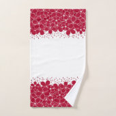 Rode bloemen op witte achtergrond bad handdoek (Handdoek)