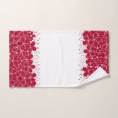 Rode bloemen op witte achtergrond bad handdoek (Handdoek)