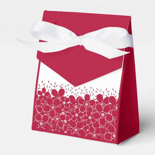 Rode bloemen op witte achtergrond bedankdoosjes (Voorkant Zijde)