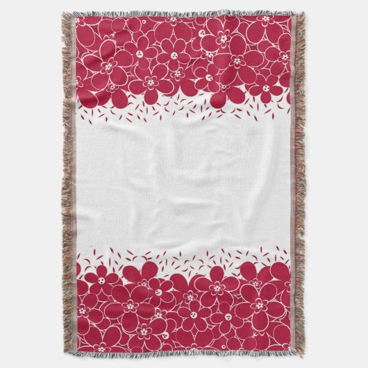 Rode bloemen op witte achtergrond deken (Voorkant Verticaal)