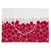 Rode bloemen op witte achtergrond groot cadeauzakje (Voorkant)