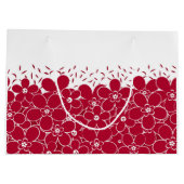 Rode bloemen op witte achtergrond groot cadeauzakje (Achterkant)