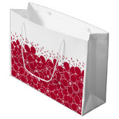 Rode bloemen op witte achtergrond groot cadeauzakje (Voorkant Gekanteld)