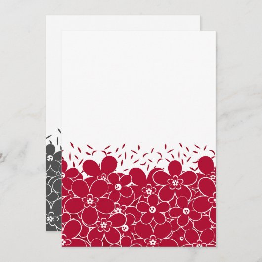 Rode bloemen op witte achtergrond kaart (Voorkant / Achterkant)