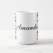 Rode bloemen op witte achtergrond koffiemok (Center)