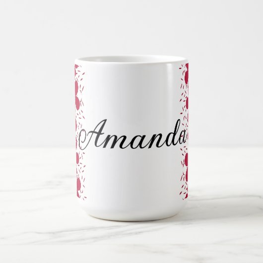 Rode bloemen op witte achtergrond koffiemok (Center)