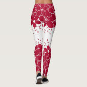 Rode bloemen op witte achtergrond leggings (Achterkant)