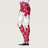 Rode bloemen op witte achtergrond leggings (Links)