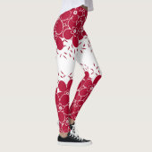 Rode bloemen op witte achtergrond leggings (Rechts)
