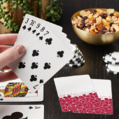 Rode bloemen op witte achtergrond pokerkaarten (Insitu)