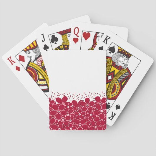 Rode bloemen op witte achtergrond pokerkaarten (Achterkant)