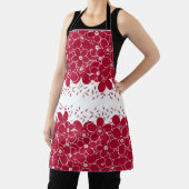 Rode bloemen op witte achtergrond schort (Insitu)