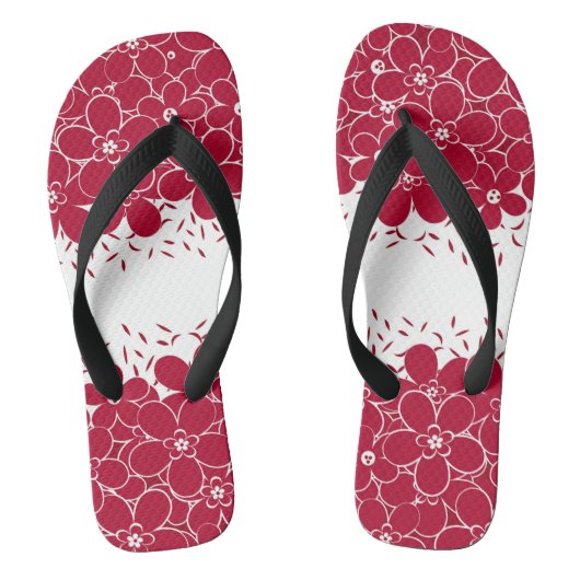 Rode bloemen op witte achtergrond teenslippers (Voetbed)