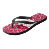 Rode bloemen op witte achtergrond teenslippers (Schuin)