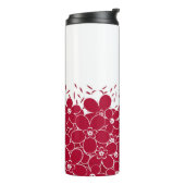 Rode bloemen op witte achtergrond thermosbeker (Gedraaid links)