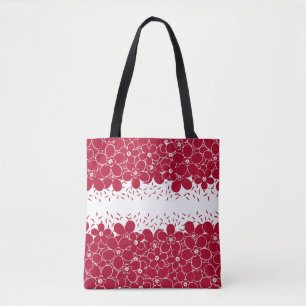 Rode bloemen op witte achtergrond tote bag