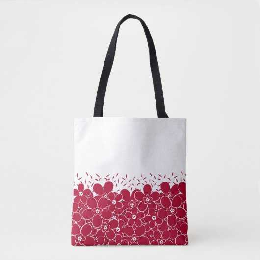 Rode bloemen op witte achtergrond tote bag (Voorkant)