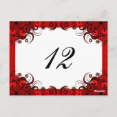 Rode Bloemen op Witte Receptie Tafel Aantal Kaarte Briefkaart (Achterkant)