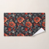 Rode bloemen op zwart bad handdoek (Handdoek)