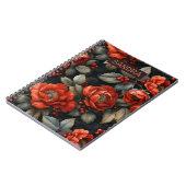 Rode bloemen op zwart notitieboek (Linkerzijde)