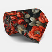 Rode bloemen op zwart stropdas (Opgerold)