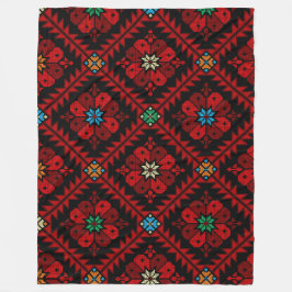 Rode bloemen Palestina Borduurwerk patronen Patroo Fleece Deken