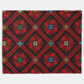 Rode bloemen Palestina Borduurwerk patronen Patroo Fleece Deken (Voorkant (Horizontaal))