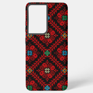 Rode bloemen Palestina Borduurwerk patronen Patroo Samsung Galaxy Hoesje
