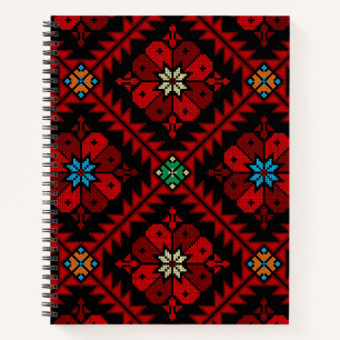 Rode bloemen Palestina Borduurwerk tatreez Patroon Notitieboek