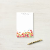 Rode bloemen/papavers en botervliegen Opmerking Post-it® Notes (Op bureau)