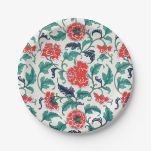 Rode bloemen papieren bordje