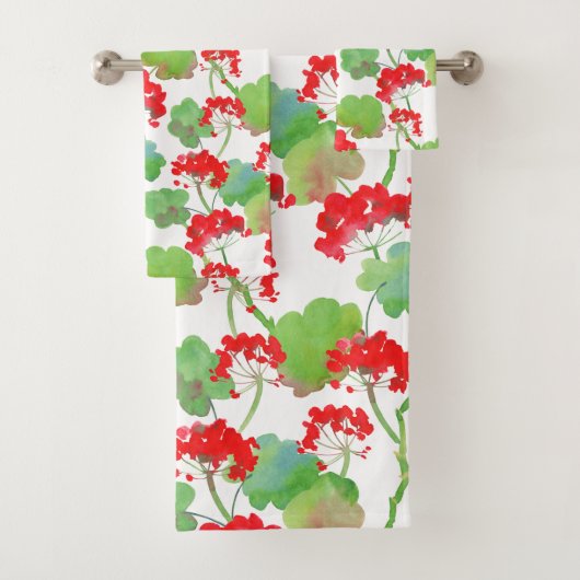 Rode bloemen (Pelargonium) Bad Handdoek (Insitu)