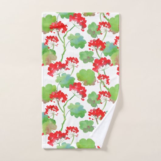 Rode bloemen (Pelargonium) Bad Handdoek (Handdoek)
