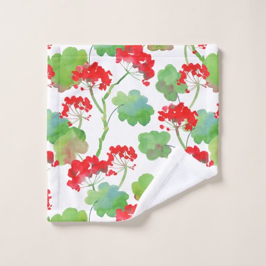Rode bloemen (Pelargonium) Bad Handdoek (Wasdoekje)