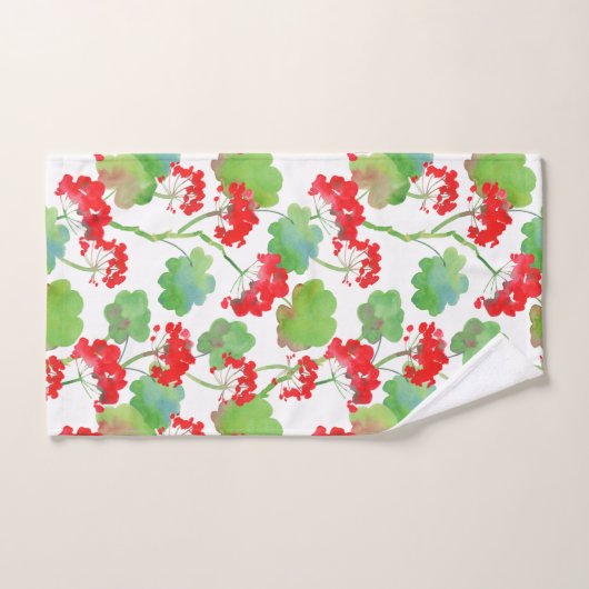 Rode bloemen (Pelargonium) Bad Handdoek (Handdoek)