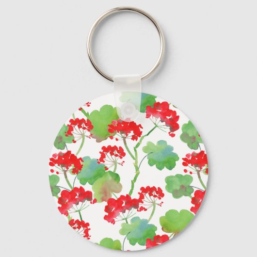 Rode bloemen (Pelargonium) Sleutelhanger (Voorkant)