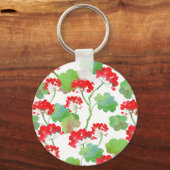 Rode bloemen (Pelargonium) Sleutelhanger (Voorkant)