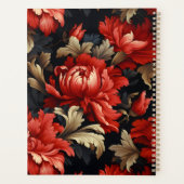Rode Bloemen Pioen Patroon Gepersonaliseerd Planner (Achterkant)