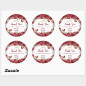 Rode Bloemen Pioen Vlinders Quinceanera Favor Ronde Sticker (Vel)