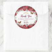 Rode Bloemen Pioen Vlinders Quinceanera Favor Ronde Sticker (Tas)