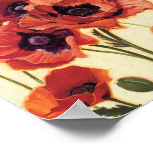 Rode bloemen poster (Hoek)