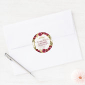 Rode Bloemen Prinses Gouden Boog Quinceanera Ronde Sticker (Envelop)